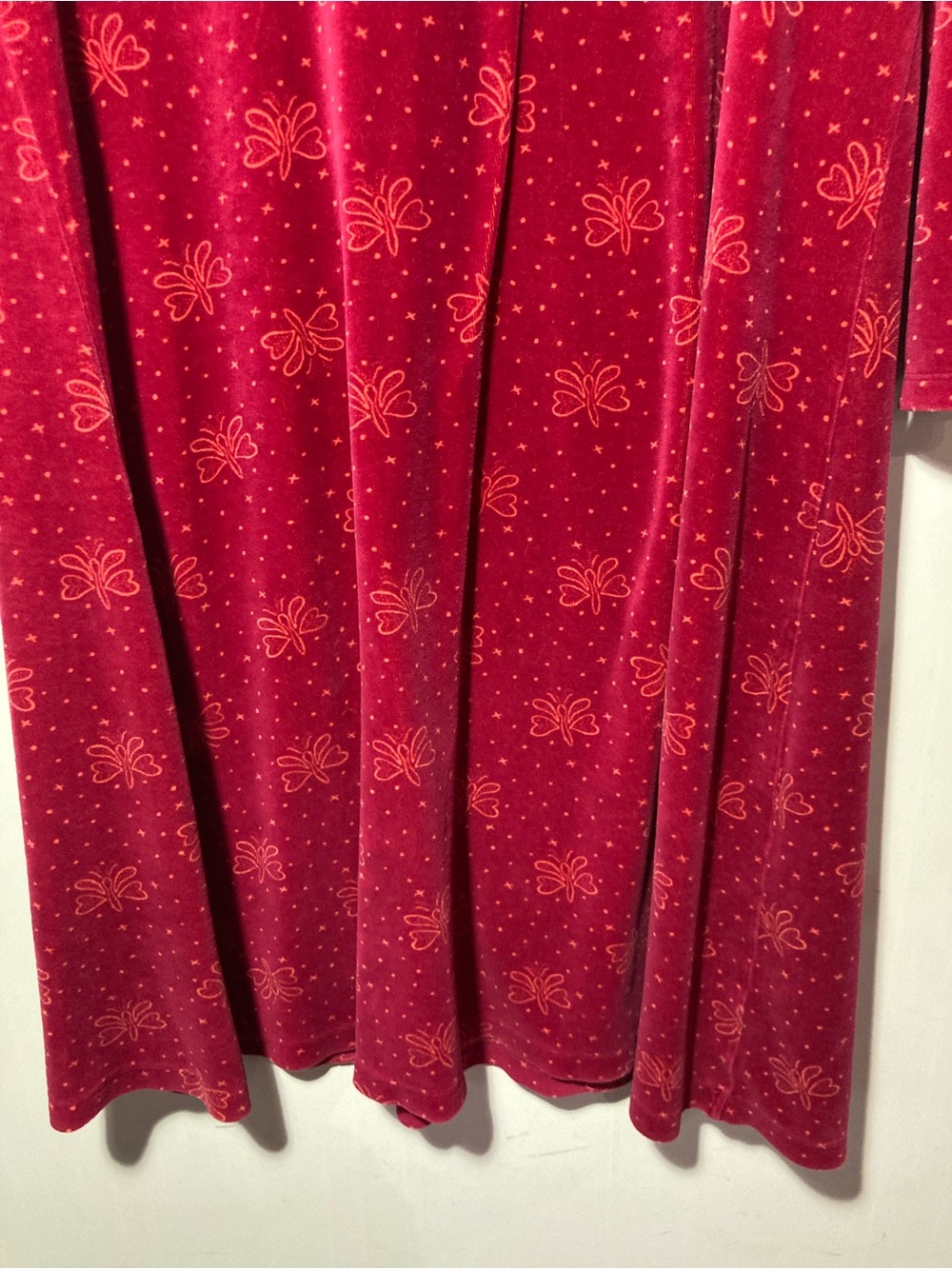 Gudrun Sjoden Velour Midi Dress Long Sleeve Front Pleat Butterflies Size XLarge - Picture 8 of 16